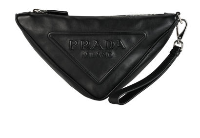 Triangle Clutch, &pound;550, Handbags, Black, Leather, Front view